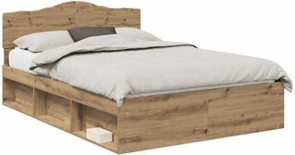 vidaXL Estructura De Cama Con Cabecera Roble Artesanal 140 X 200 Cm Vidaxl