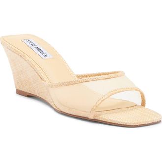 Steve Madden Seleste Wedge Slide Sandal in Raffia at Nordstrom, Size 8.5