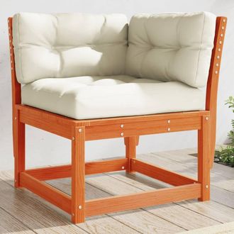 Berkfield Home Garden Sofa Corner with Cushions Wax Brown 73x73x78 cm Solid Wood Pine | Size: 73 x 73 x 78 cm