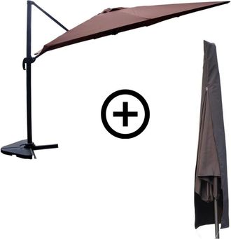 Concept Usine Paquete sombrilla rectangular 3x4m voladizo giratorio aluminio marr&oacute;n