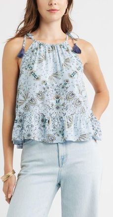 Treasure & Bond Ruffle Hem Camisole in Blue- Olive Scarf Floral at Nordstrom, Size Xx-Small