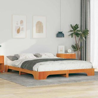 vidaXL Estructura De Cama Marr&oacute;n Madera Maciza De Pino Vidaxl