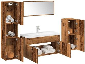 vidaXL Juego De Muebles De Ba&ntilde;o 5 Piezas Madera Ingenier&iacute;a Envejecida Vidaxl