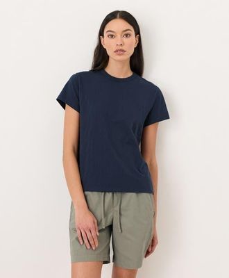 Pact Organic Cotton Soft-Slub Essential Crewneck Tee in Navy at Nordstrom, Size Xx-Large