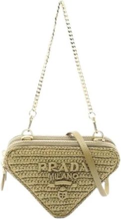Prada Pre-owned Mini Bags, female, Green, Size: ONE SIZE Pre-owned Mini Raffia Handbag