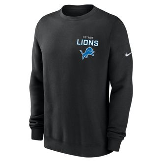 Nike Detroit Lions Draw Block Club Nike Mens NFL Pullover Crew in Black | NKPV00A9J-KU0