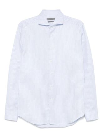 Corneliani striped shirt - men - Cotton/Linen/Flax - 40 - Blue