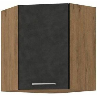 OEM Mueble Alto De Esquina Rock - Melamina Decorado Con Roble Lancelot Y Gris Matera - 1 Puerta - L58 X H72 Cm