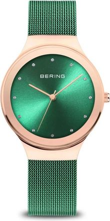 Bering Klassiek Slim Design Groen Milanaise Horloge - Dames - Horloges - Geel - ONE Size - Accessoires