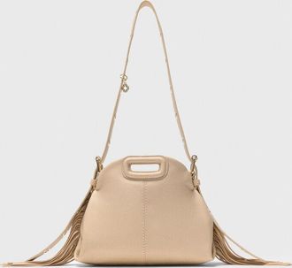 Maje Miss M Mini Plain Leather Bag - Beige - Maje