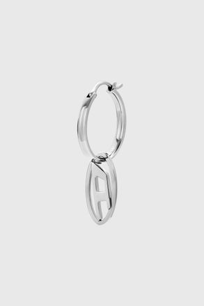 Diesel Stainless Steel Hoop Earring - Earrings - Unisex - Silver