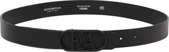 Emporio Armani Zwarte Leren Riemgesp - Dames - Riemen - Zwart - 90 CM - Leer - Accessoires
