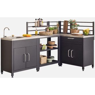 Sweeek Mobili per cucina da esterno, 4 moduli in acciaio