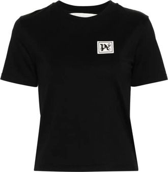 Palm Angels Black White Ski Club Tee - Dames - T-shirts - Zwart - S - Katoen - Tops