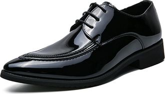 Generic Mens Classic Lace-up Patent Leather Formal Oxford Shoes Fashion Wedding Suit Tuxedo Dress Shoes for Men (Black,5.5)