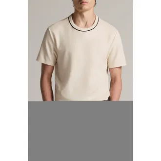 Vince Tipped Pima Cotton Crewneck T-Shirt in Blanco at Nordstrom, Size Xx-Large