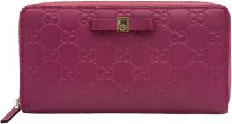 Gucci Pink Leather Long Wallet (Bi-Fold) (Pre-Owned)
