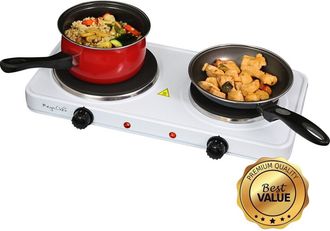 MegaChef Electric Easily Portable Ultra Lightweight Dual Burner Cooktop Buffet Range in Sleek White at Nordstrom
