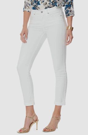 NYDJ Sheri Jeans Womens Optic White Denim Cuffed Hem Skinny Leg Retro RED704