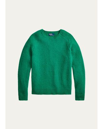 Polo Ralph Lauren Mens Suede-Patch Wool-Cashmere Sweater