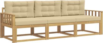 vidaXL Conjunto De Sof&aacute;s De Exterior 3 Uds. Y Beige Poli&eacute;ster Vidaxl