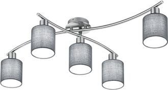 Trio Garda Niquel Plaf&oacute;n 5 Pantallas Tela Gris L75 Cm Trio Lighting