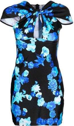 Coperni floral-print cut-out minidress - women - Polyamide/Polyamide/Spandex/Elastane/Spandex/Elastane - L - Black
