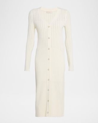 Ramy Brook Gabby Pointelle Rib Knit Bodycon Midi Dress