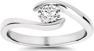 Pompeii3 1/3ct Round Diamond Solitaire Modern Engagement Ring 14K White Gold Size Selectable