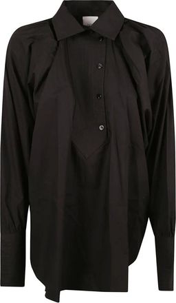 Patou Zwarte Artiesten Blouse Shirt - Dames - Overhemden - Zwart - S - Overhemden