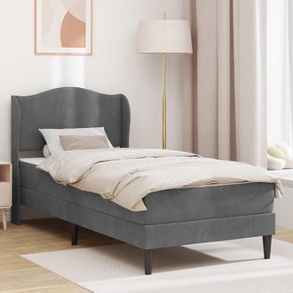 vidaXL Vidaxl Struttura Letto Con Materasso Grigio Scuro 100 X 200 Cm Velluto