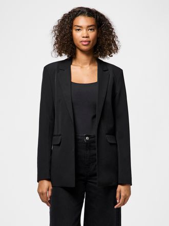 Pieces Longblazer PIECES PCBOZZY LS DETAIL BLAZER NOOS BC, Damen, Gr. XS, schwarz (schwarz detail:leo print), Web, Obermaterial: 88% Polyester, 12% Elasthan,