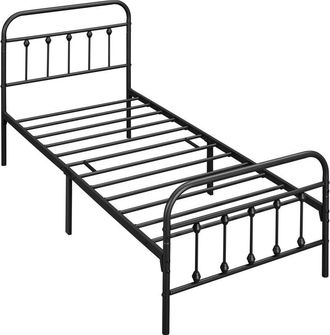 Yaheetech Yaheetech - Cama Individual con Marco de Metal, Estructura de Hierro para Colchón Sencillo, Negra, 90 X200cm