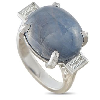 Luxury Bazaar Platinum 0.38 ct Diamond and 0.30 ct Sapphire Ring MF31-051826