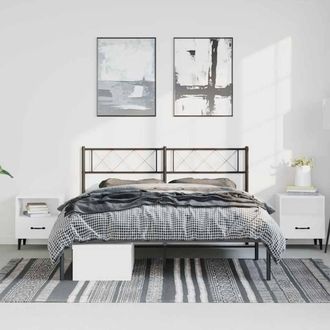 Berkfield Home Metal Bed Frame with Headboard Black 135x190 cm Double