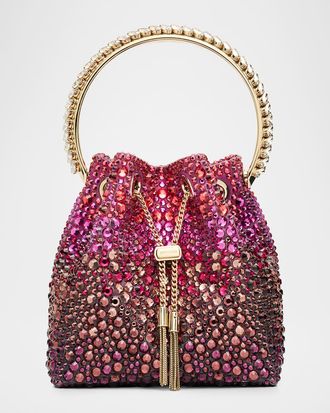Jimmy Choo London Bon Bon Ombre Crystal Top-Handle Bucket Bag