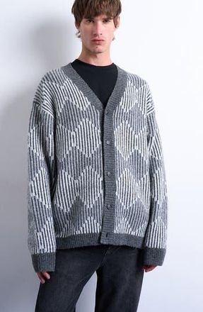 Topman Diamond V-Neck Cardigan in Grey at Nordstrom Rack, Size Medium