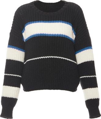 Mymo Jumper Dames ZWART GEBROKEN WIT TURQUOISE
