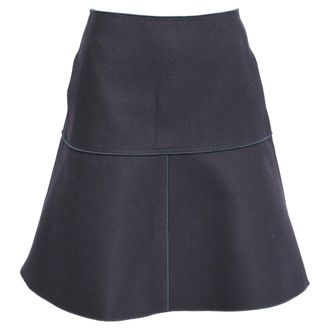 Jil Sander Navy Panelled Mini Skirt in Black Wool
