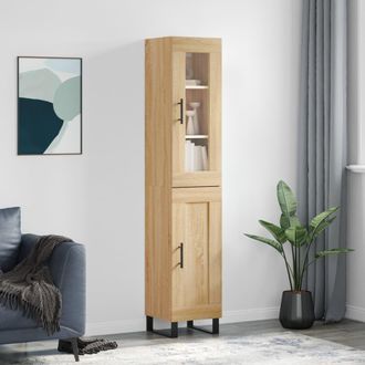 vidaXL Vidaxl - Aparador De Madera Contrachapada Roble Sonoma 34,5x34x180 Cm