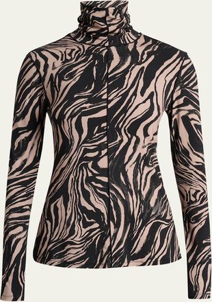 Proenza Schouler Audrey Printed Jersey Turtleneck