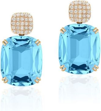 Goshwara Gossip Cushion Cut Drop Earrings in Pale Blue at Nordstrom
