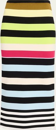 Christopher John Rogers Striped Knit Body-Con Midi Skirt