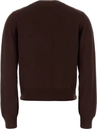 Maison Kitsun&eacute; Womens Chocolate Wool Cardigan Darkwood Exterior: Maglieria Sweater