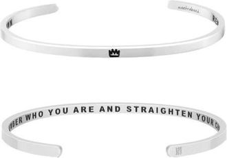 Mantra Remember Who You Are And Straighten Your Crown bracelet in Silver at Nordstrom