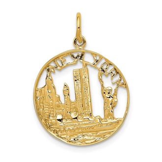 Diamond2Deal 14k Yellow Gold NEW YORK Skyline Charm Pendant