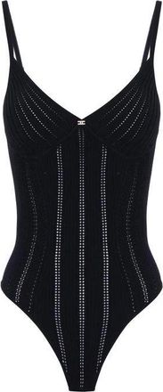 Elisabetta Franchi Gebreide bodysuit met open details - Dames - Bodies - Zwart - L - Tops