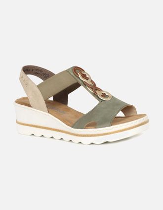 Rieker Womens Medal Womens Wedge Heel Sandals - Tan - Size: 6.5