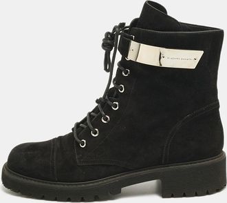 Giuseppe Zanotti Black Suede Kommando Combat Boots