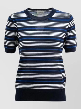 Parosh crew neck striped short sleeve top